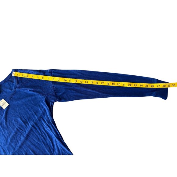 Victorias Secret Pink Womens Long Sleeve Lace Accent Top In Royal Blue Size L - Picture 6 of 6